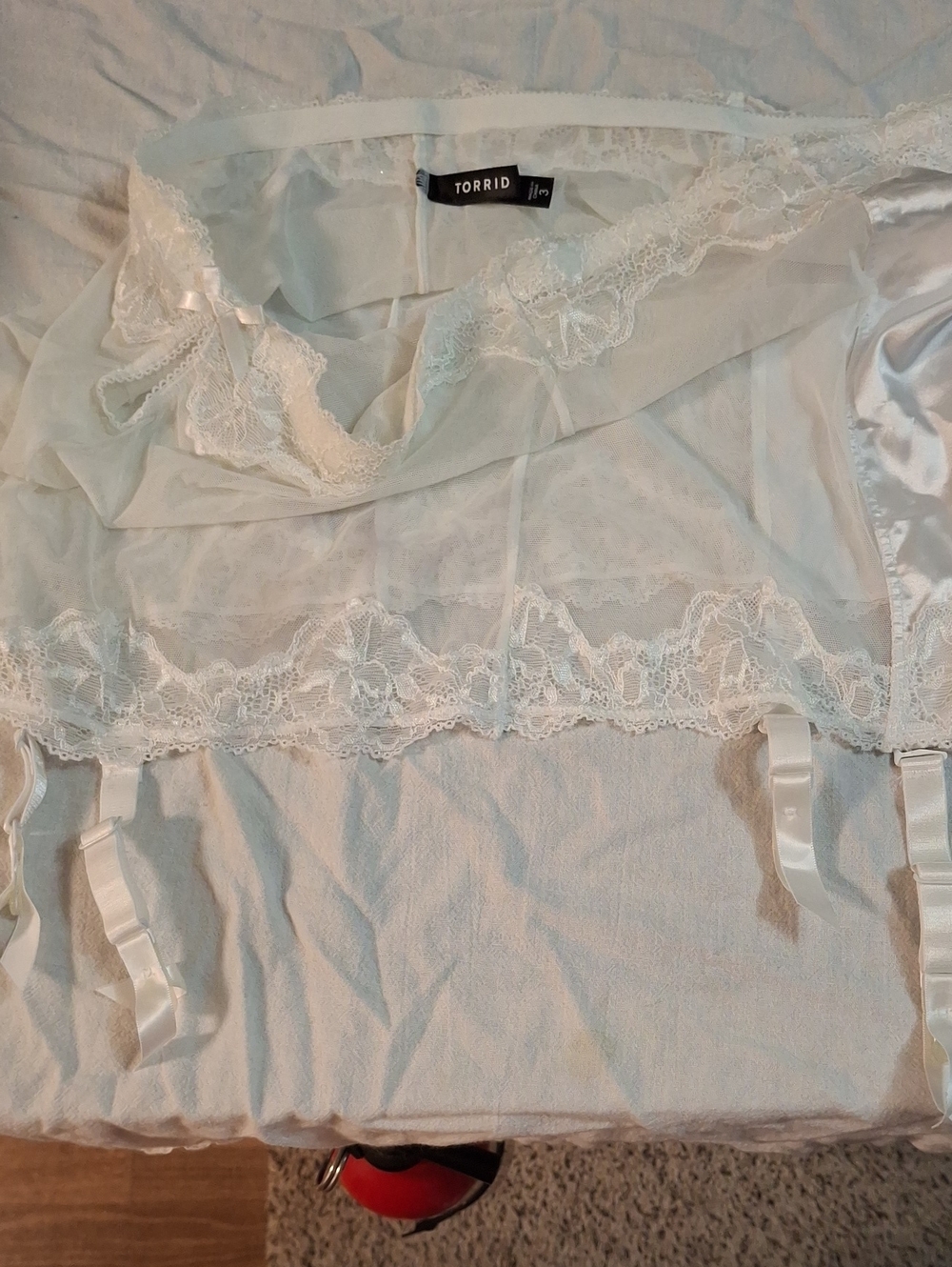 torrid White Sheer Lace Garter Slip